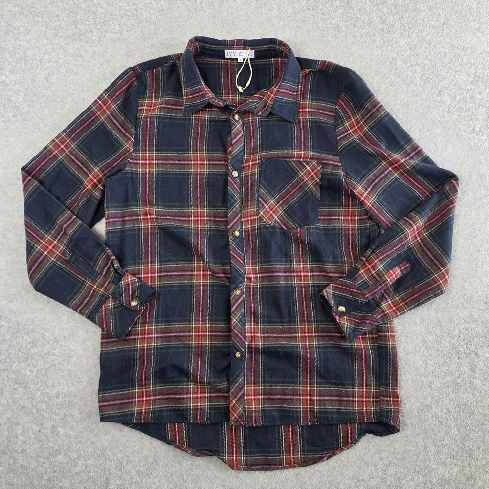 Ivy City Co Mariner Tartan Plaid Button Up Shirt M Navy Red Family Match NWOT